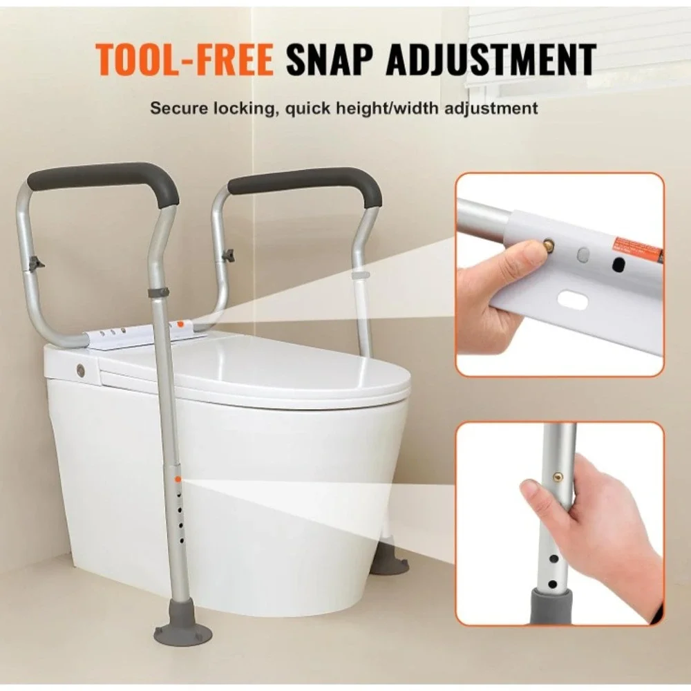 VEVOR Toilet Safety Frame Adjustable Height Non-Slip Aluminum 300 lb FBL900632